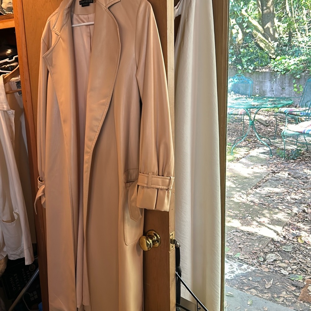 Faux leather trench jacket
